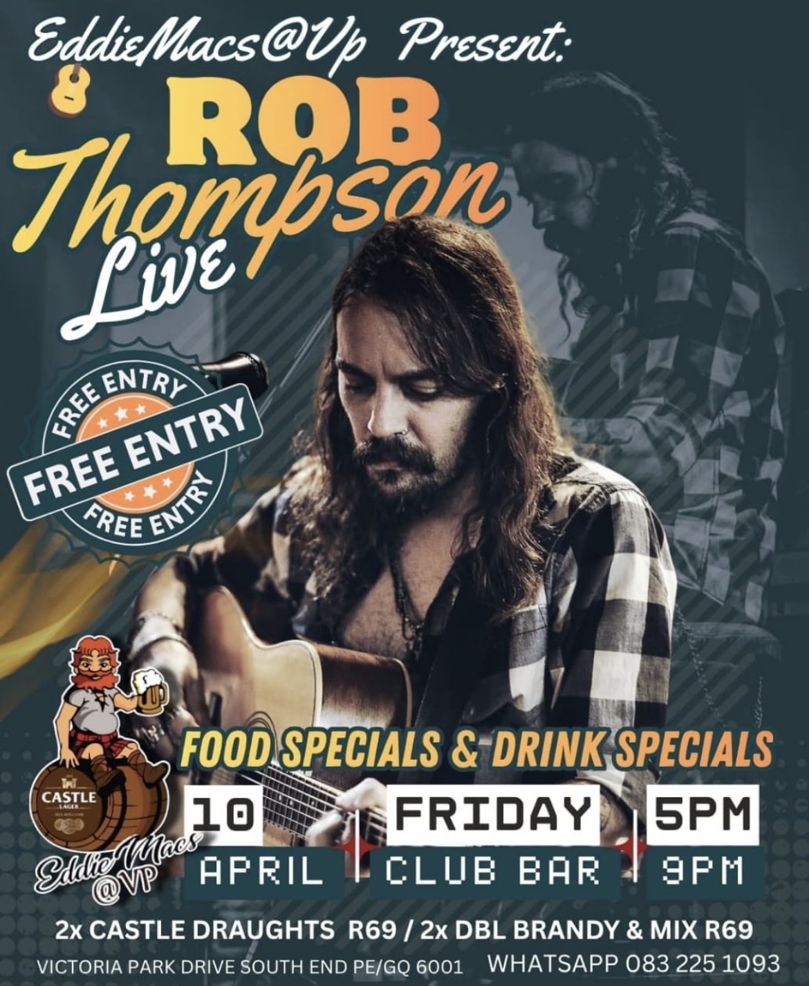 Rob Thompson Live at Eddie Mac's @ Up — live at Eddie Mac's @ Up — Club Bar, 10 Apr 2026 (gig poster)